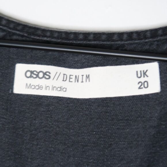 ASOS Womens Wrap Midi Dress Size 16 Black Gray Denim Preppy Minimalistic Classic - Picture 3 of 11